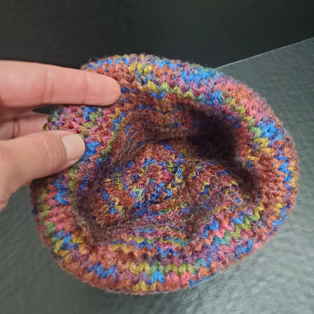 Thick Knit Crochet Toddler Beanie Winter Hat - Variegated / Teal OSFM